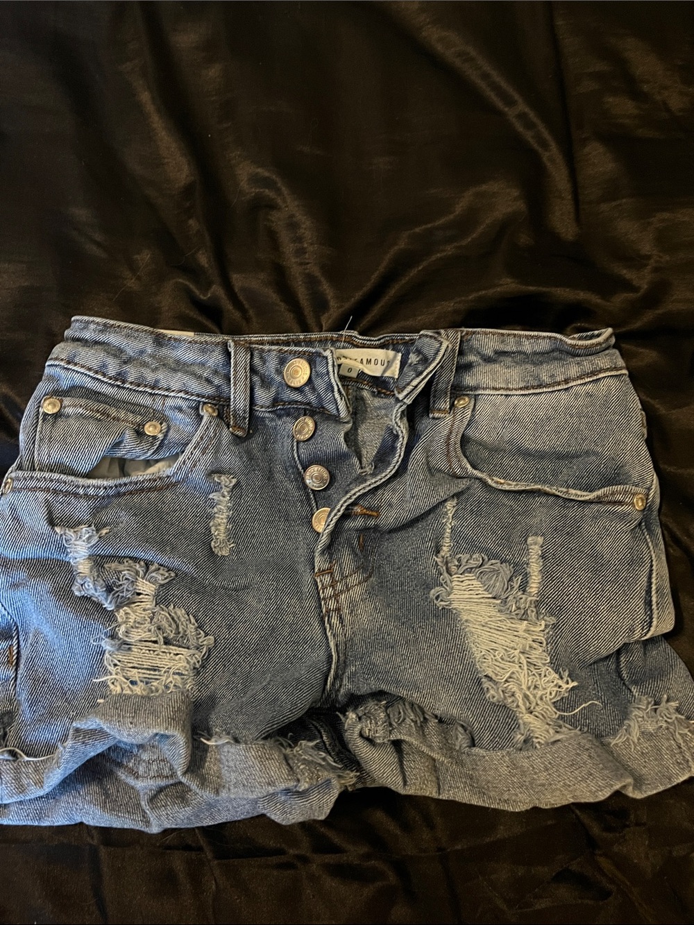 Almost Famous Light Blue Denim Shorts with Button Fly